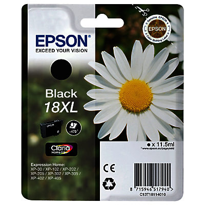 Epson Daisy 18XL Inkjet Cartridge, Black Epson Daisy 18XL Inkjet Cartridge, Black